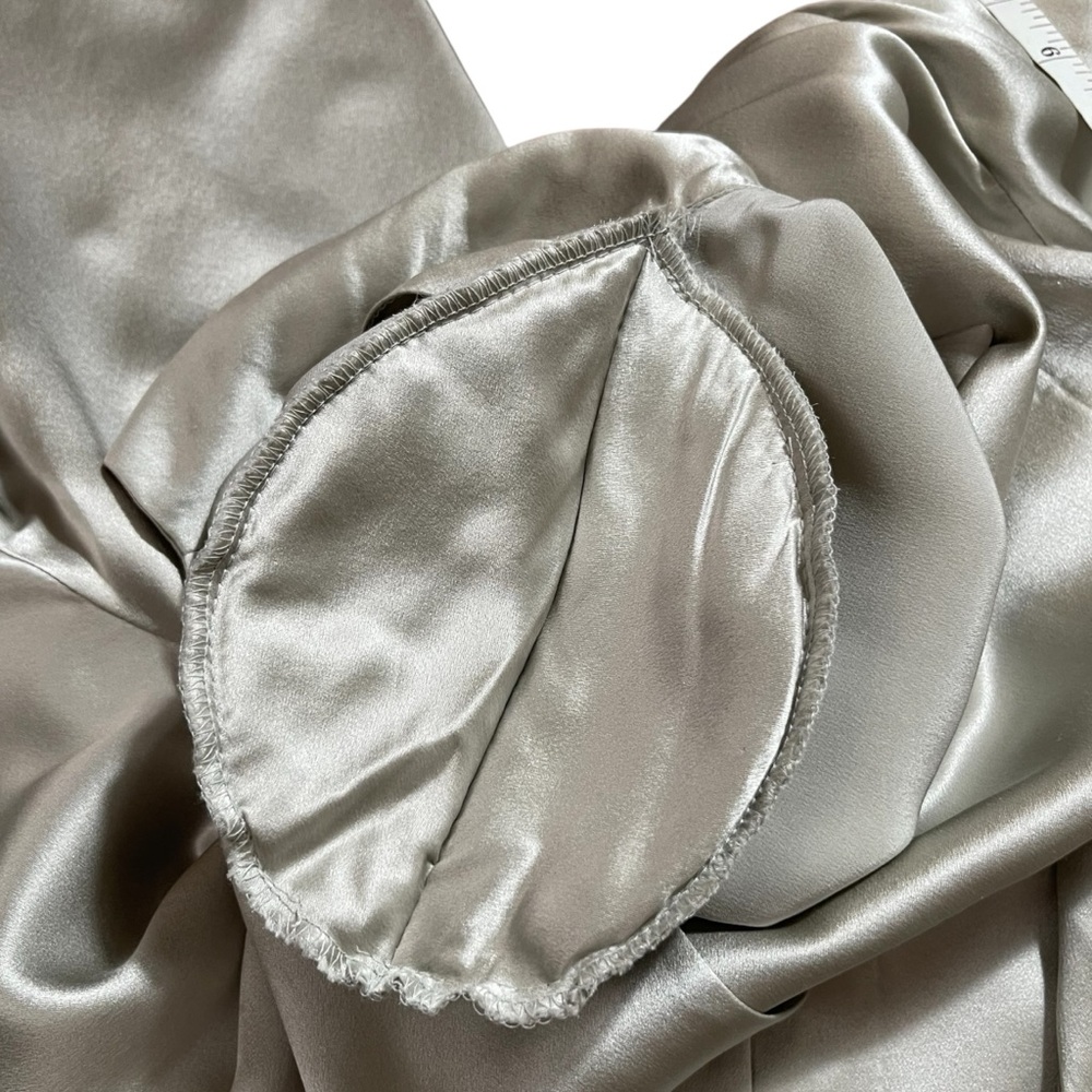 Ulla Popken 100% Silk Blouse Silver Satin Button Down | Plus Size 24/26 - Picture 6 of 10